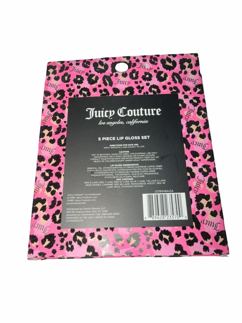 NWT Juicy Couture 5 Piece Lip Gloss Set Pink Leopard Print Gift Set